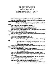 Đề và đáp án ôn tâp học kì I Địa lí lớp 6 - Năm học 2016-2017